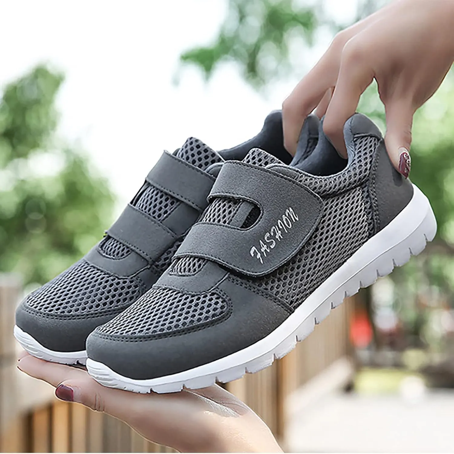 Women's 2024 New Hook Loop Solid Color Fly Woven Mesh Breathable Running Shoes Sneaker Sandals for Women