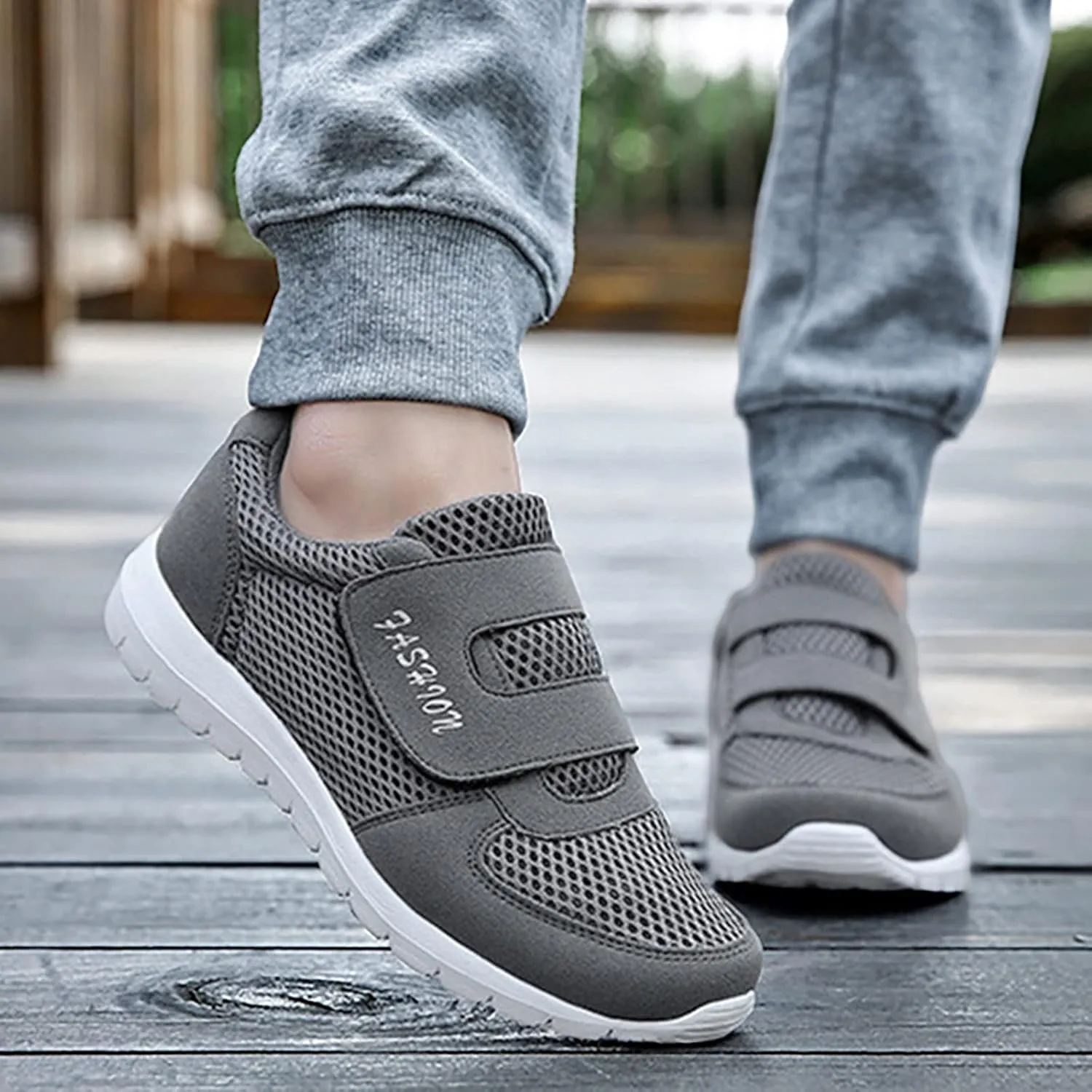 Women's 2024 New Hook Loop Solid Color Fly Woven Mesh Breathable Running Shoes Sneaker Sandals for Women