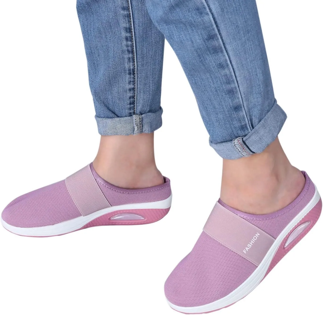Women's Backless Slip on Mesh Sneakers Shoes Womens Running Shoes Comfortable Men Casual Dress Shoes Platform Sneakers Waterproof Tennis Shoe Cross Trainer Shoe