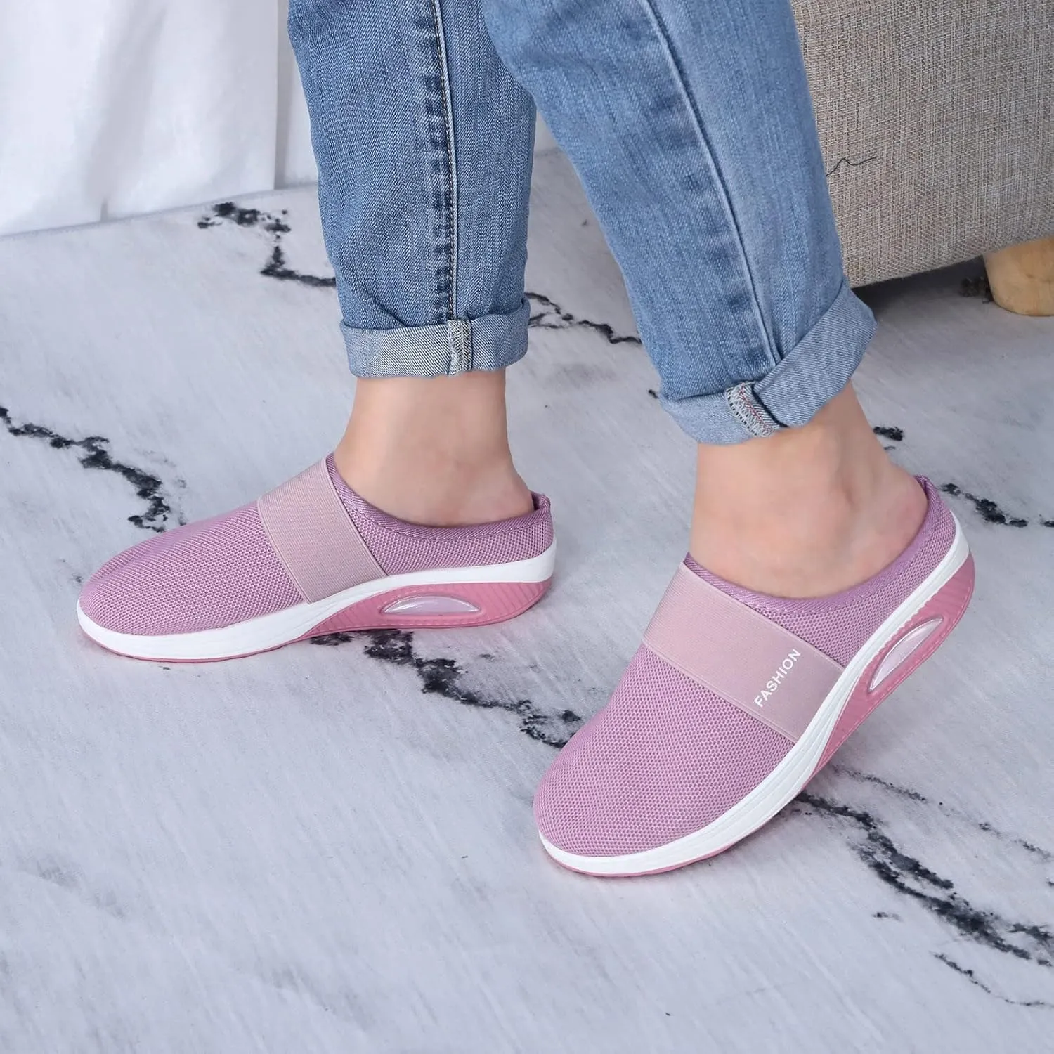 Women's Backless Slip on Mesh Sneakers Shoes Womens Running Shoes Comfortable Men Casual Dress Shoes Platform Sneakers Waterproof Tennis Shoe Cross Trainer Shoe