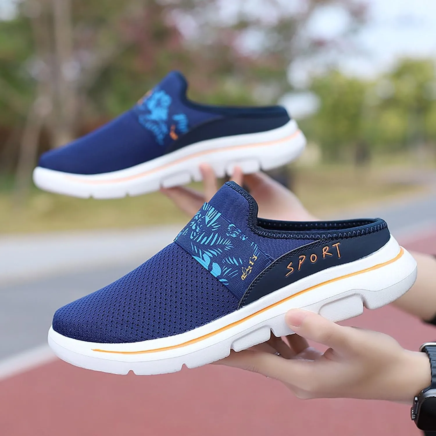 Womens Backless Sneakers Mesh Slip-on Mule Shoes Womens Running Shoes High Top Black Casual Shoes Black Sneakers Platform Tennis Shoe Loafers Casual Slip On