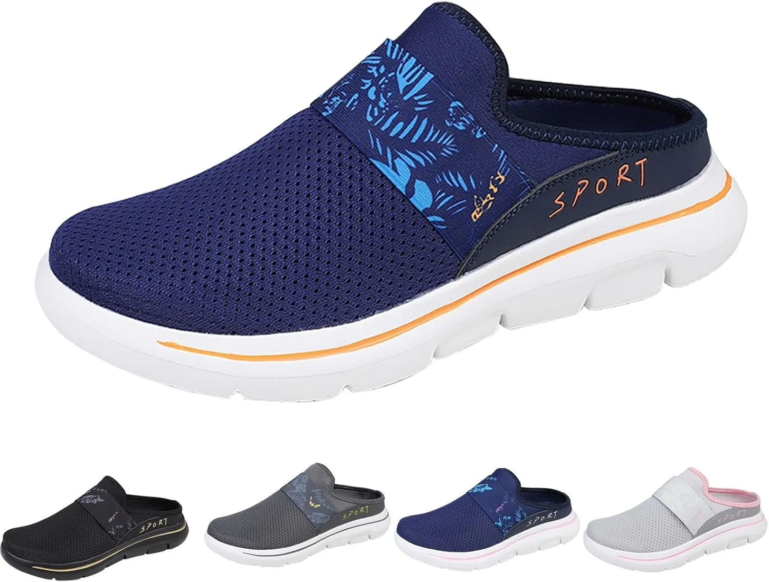 Womens Backless Sneakers Mesh Slip-on Mule Shoes Womens Running Shoes High Top Black Casual Shoes Black Sneakers Platform Tennis Shoe Loafers Casual Slip On