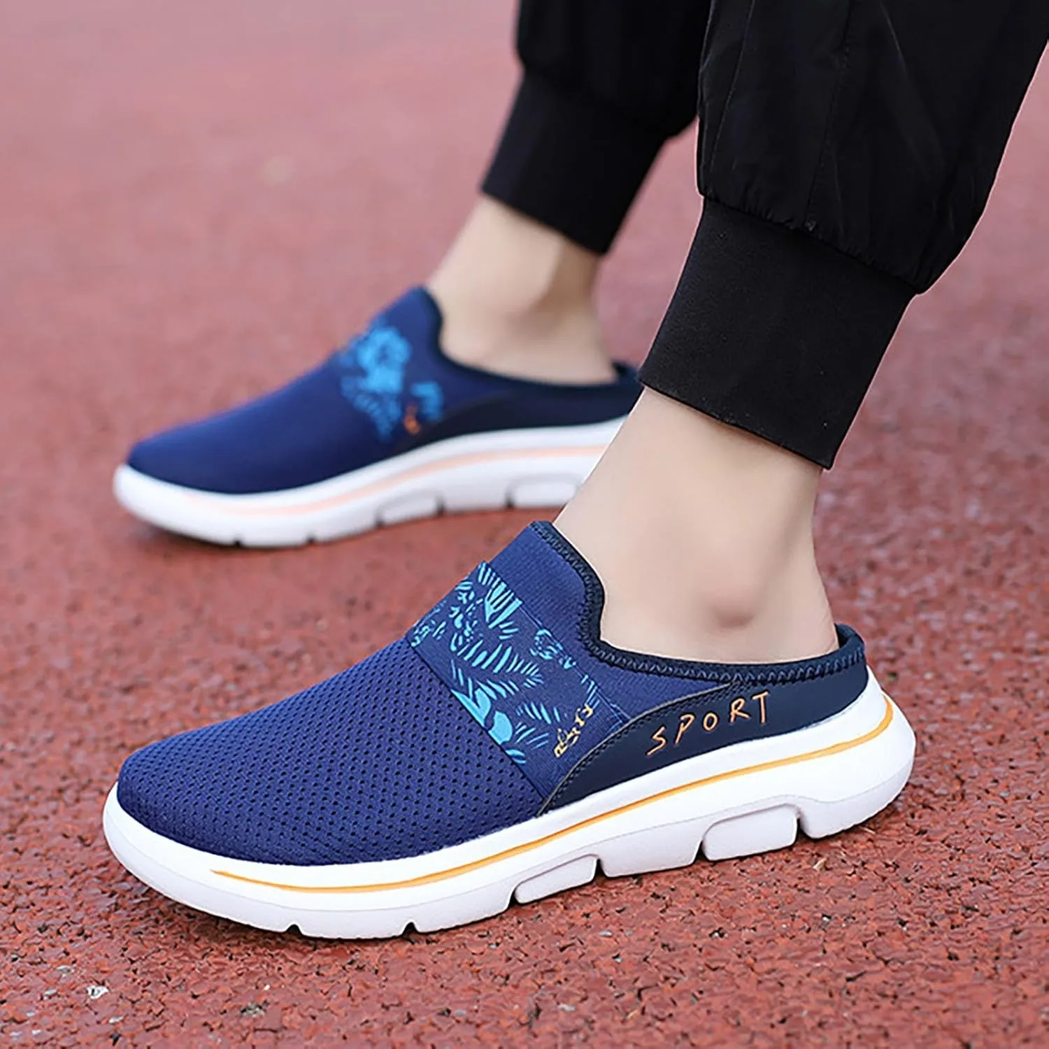 Womens Backless Sneakers Mesh Slip-on Mule Shoes Womens Running Shoes High Top Black Casual Shoes Black Sneakers Platform Tennis Shoe Loafers Casual Slip On