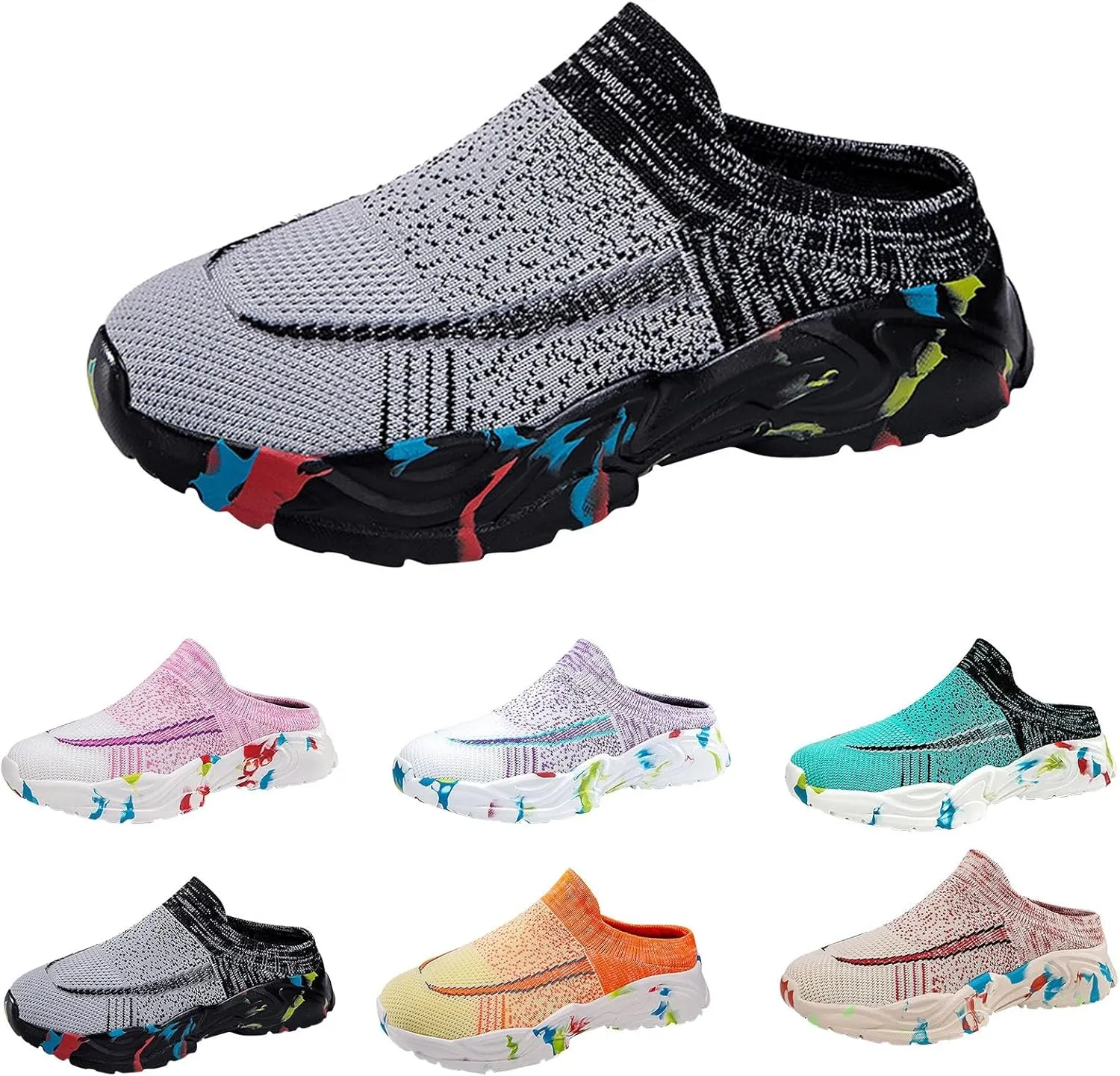 Women's Backless Walking Sneakers Summer Slip-on Running Shoes for Women Casual Ladies Casual Shoes Black Sneakers Tennis Shoe Cross Trainer Shoe