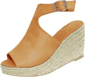 Womens Brooklyn Ankle Strap Wedges Sandal Peep Toe Slingback Platform Espadrilles Wedge Sandals High Heels Sandals Casual Summer Dress Shoes
