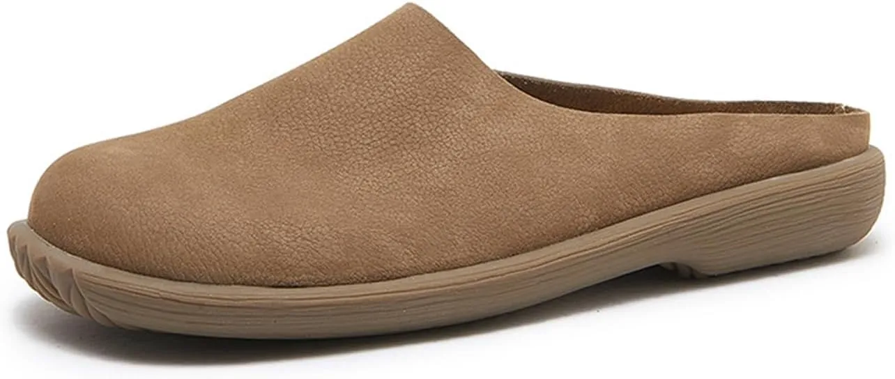 Women's Casual Fashion Mule Clog Comfortable Indoor Outdoor All Day Leather Upper Insole Soft Rubber Sole Durable
