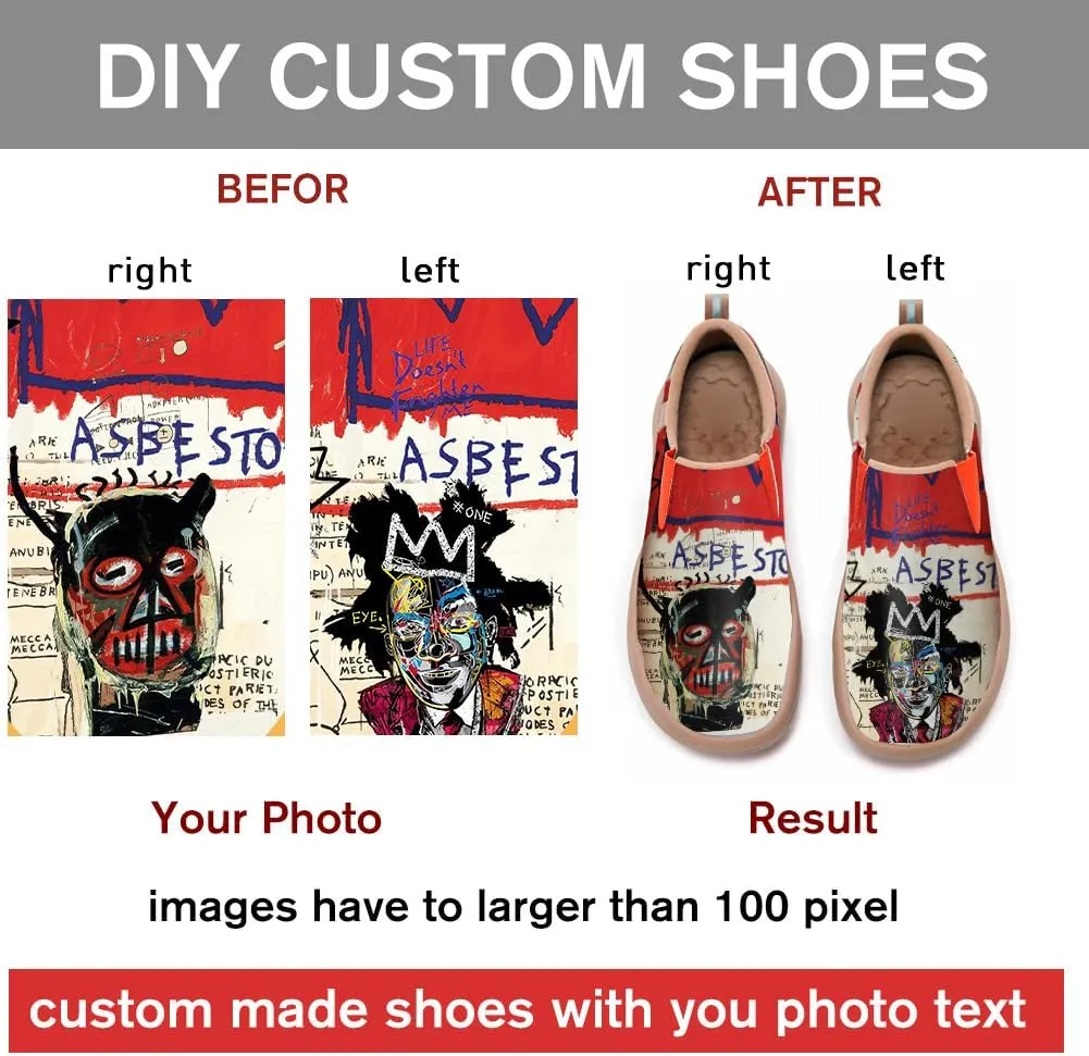 Women's Casual Loafers Slip Ons Leather Lightweight Shoes Walking Comfortable Art Painted Travel Sneaker