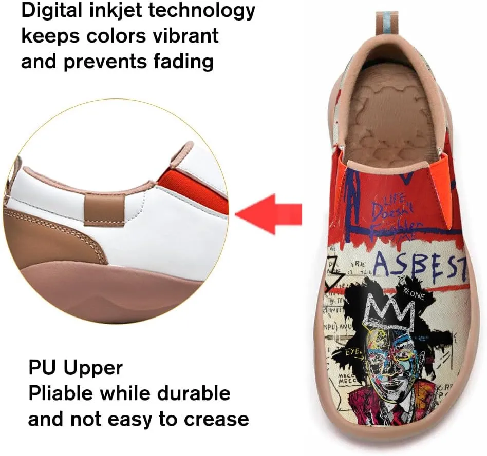 Women's Casual Loafers Slip Ons Leather Lightweight Shoes Walking Comfortable Art Painted Travel Sneaker