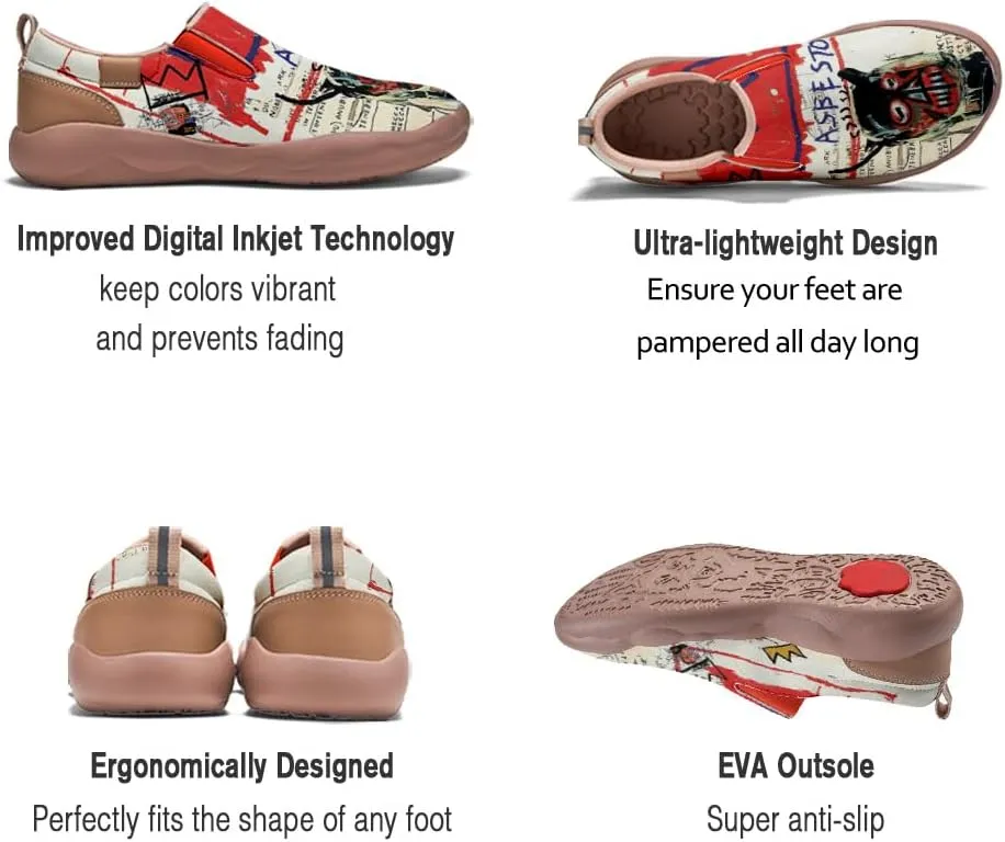 Women's Casual Loafers Slip Ons Leather Lightweight Shoes Walking Comfortable Art Painted Travel Sneaker