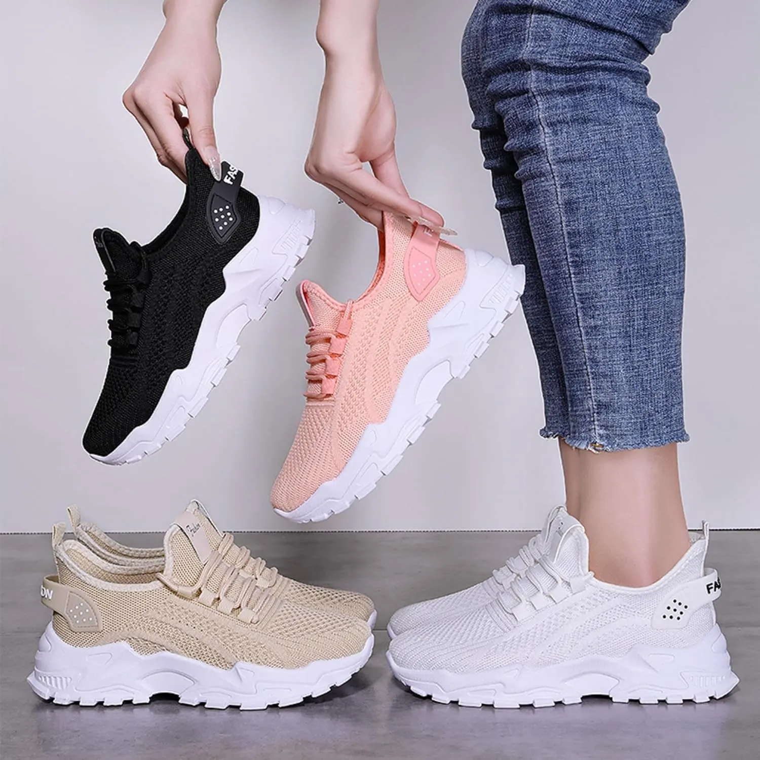 Women’s Casual Sneakers Slip-Resistant Lightweight Breathable Shoes for Walking, Gym, Travel | Flexible Sock Design with Abrasion-Resistant Sole