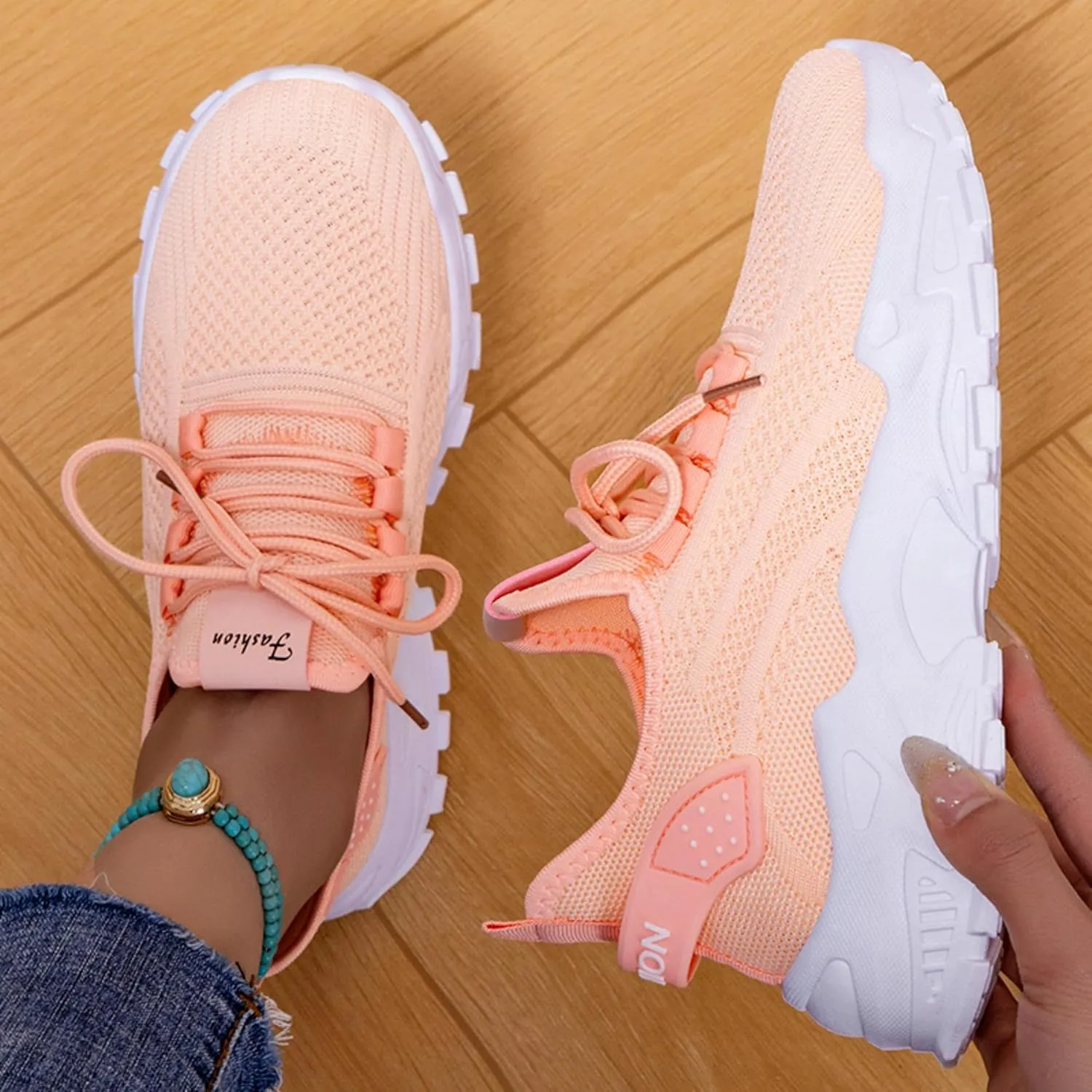 Women’s Casual Sneakers Slip-Resistant Lightweight Breathable Shoes for Walking, Gym, Travel | Flexible Sock Design with Abrasion-Resistant Sole