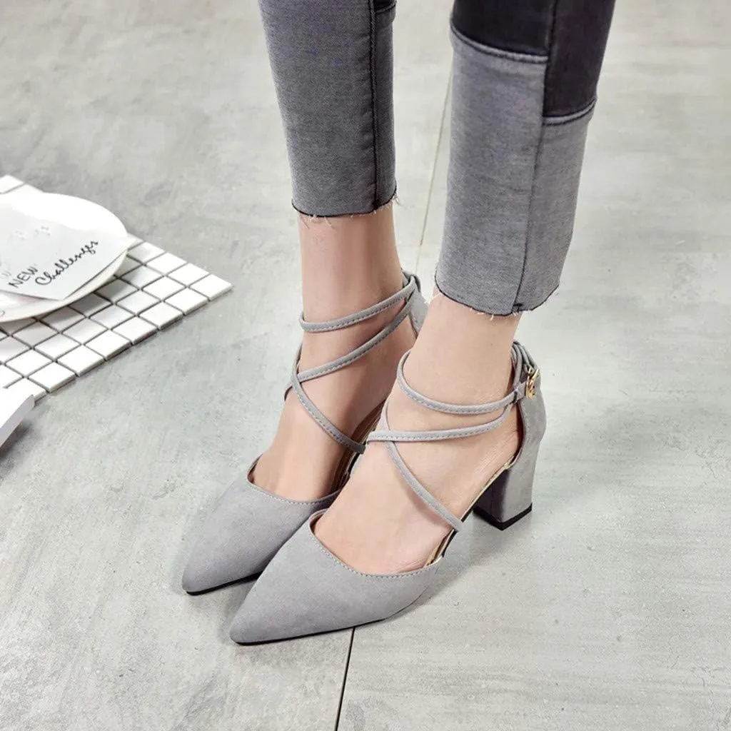 Womens Chunky Heel Sandals Open Toe Ankle Strap Strappy Heels Comfortable Wedding Party Shoes