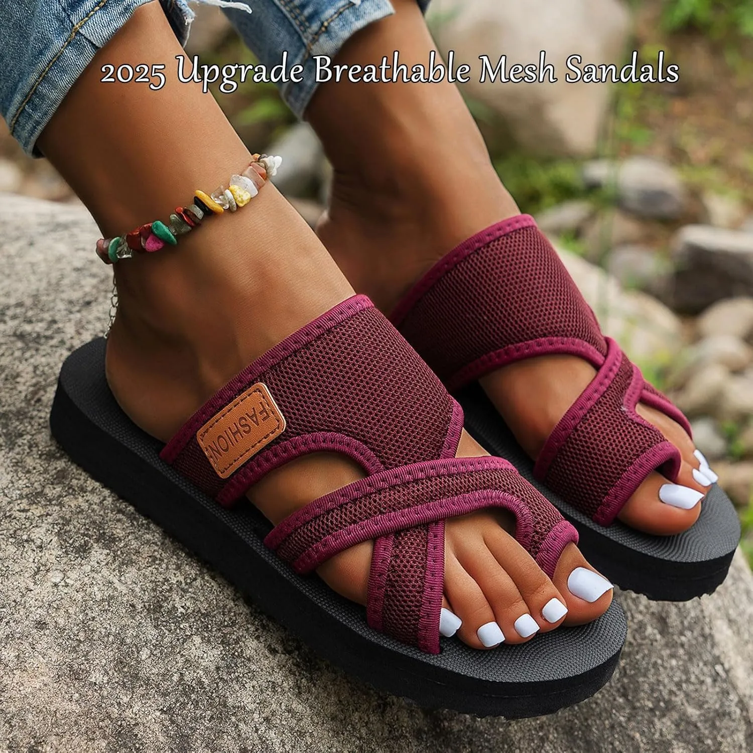 Women's Comfortable Breathable Mesh Flip Flops,Flip Flops Arch Support Womens,Breathable Mesh Sandals for Women,Mesh Flip Flops for Women