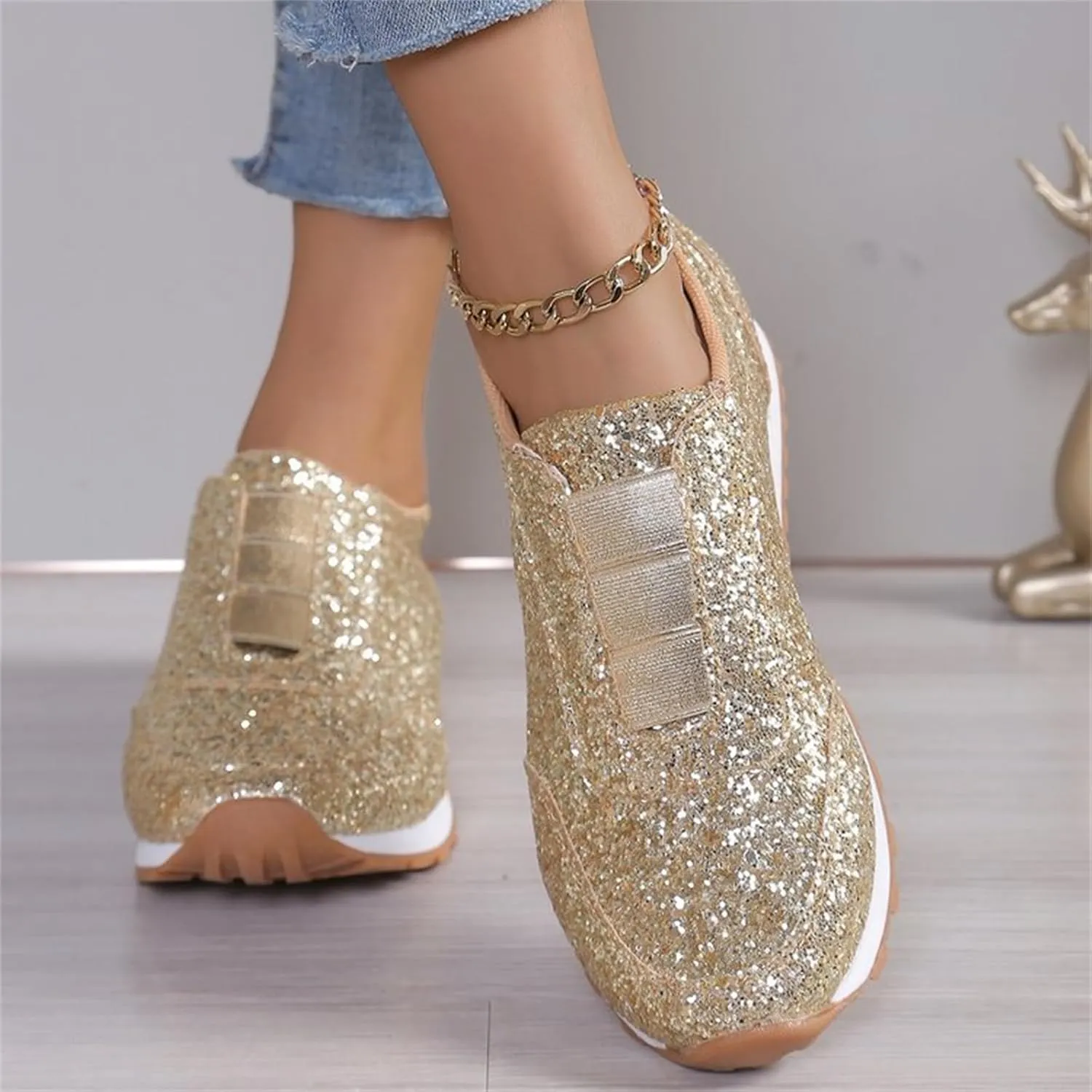 Womens Fall Shoes Womens Shoes Sneakers Slip On Women Loafers Shoes for Work Closed Back Lightweight Breathable Christmas Shoes for Women Loafers for Women Casual