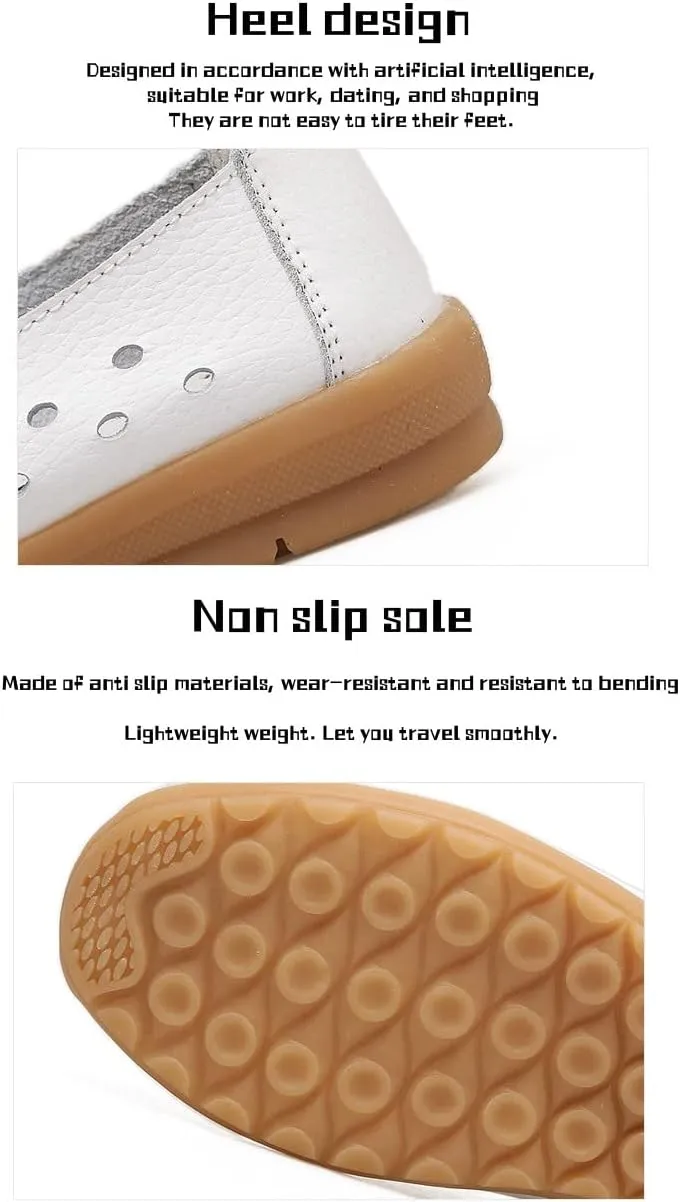 Women's Leather Classic Wedge Moccasins Slip-Ons Casual Walking Driving Cutout Breathable Soft Sole Shoes