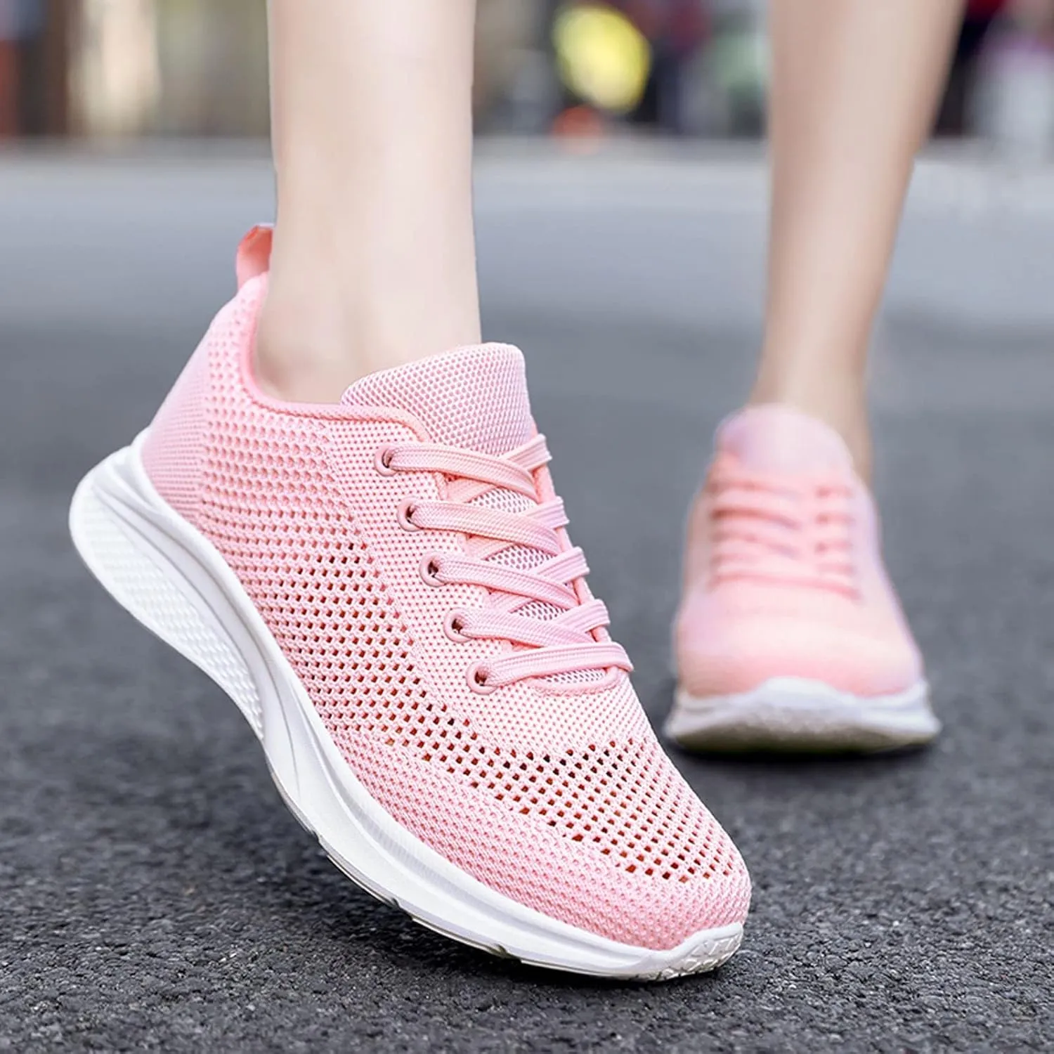 Women's Mesh Flat𝐬 Wide Width Mesh Comfortable Casual Sneaker Knit Slip on Walking Shoes Breathable Non Slip Running Shoes