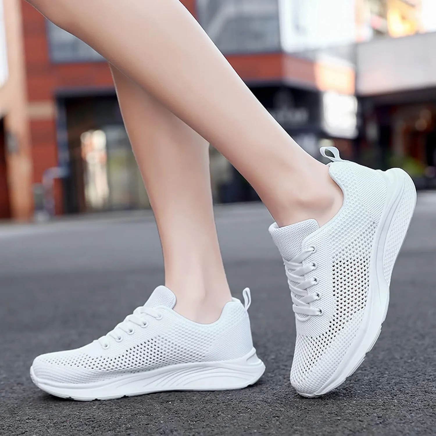 Women's Mesh Flat𝐬 Wide Width Mesh Comfortable Casual Sneaker Knit Slip on Walking Shoes Breathable Non Slip Running Shoes