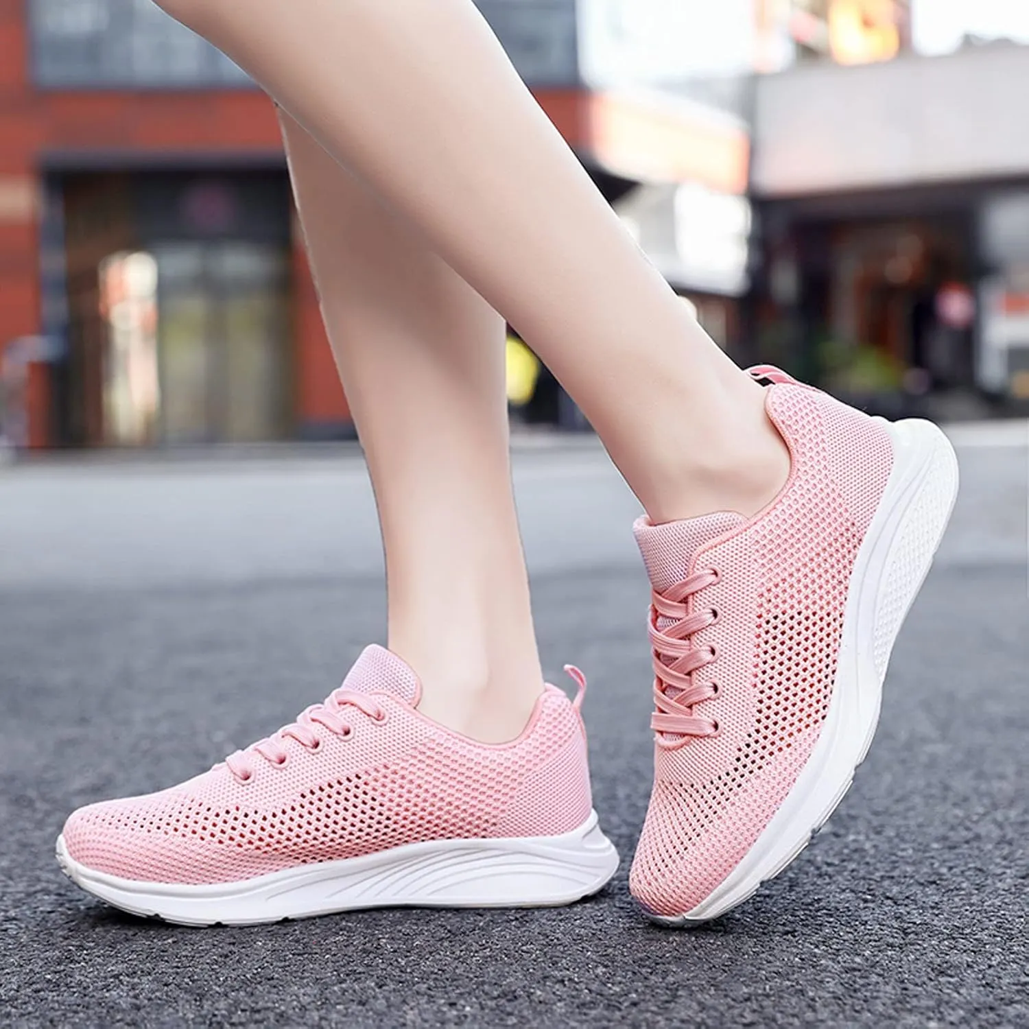 Women's Mesh Flat𝐬 Wide Width Mesh Comfortable Casual Sneaker Knit Slip on Walking Shoes Breathable Non Slip Running Shoes
