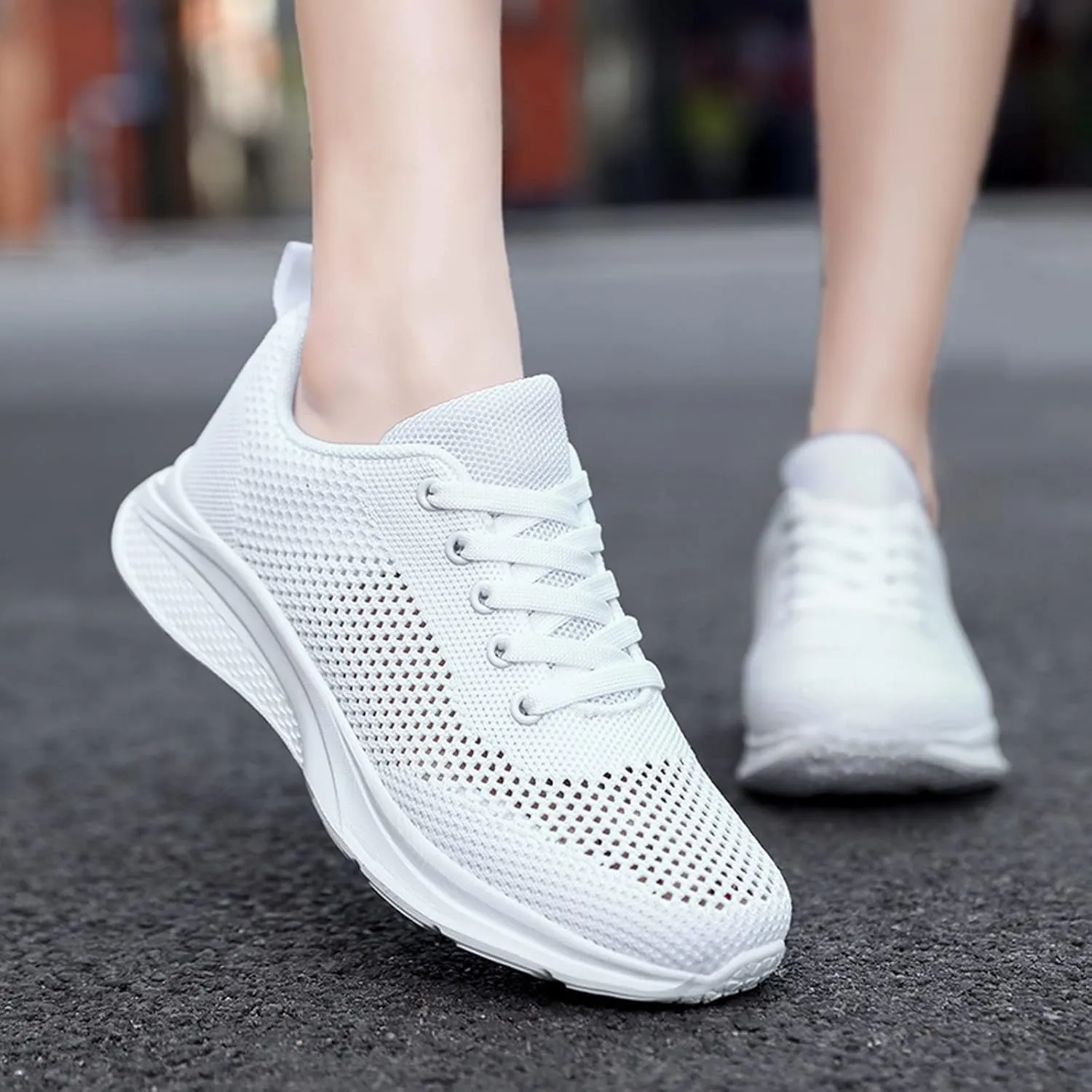 Women's Mesh Flat𝐬 Wide Width Mesh Comfortable Casual Sneaker Knit Slip on Walking Shoes Breathable Non Slip Running Shoes