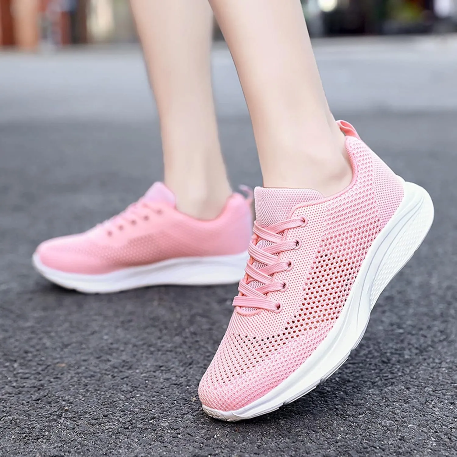 Women's Mesh Flat𝐬 Wide Width Mesh Comfortable Casual Sneaker Knit Slip on Walking Shoes Breathable Non Slip Running Shoes