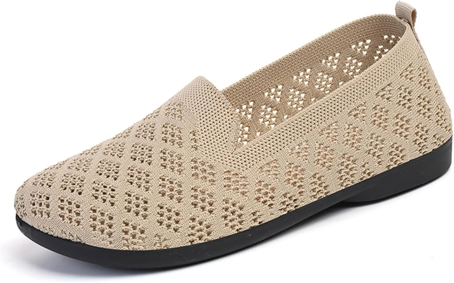 Women's Mesh Flats Wide Width Mesh Breathable Casual Sneaker Knit Slip on Walking Shoes Comfortable Non Slip Running Shoes