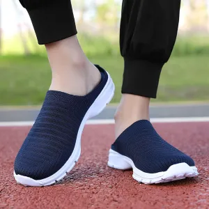 Women's Orthopedic Walking Shoes - Lightweight, Loose Fit, Breathable, Mesh-Comfortable Slip on Half Flip Flops Mesh Gym Work Shoes Fashion Sneakers Athletic Shoes