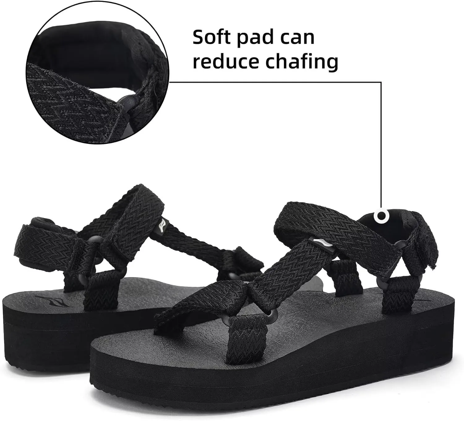 Women's Platform Sandals Casual Adjustable Shoes with Arch Support Yoga Mat Insole Light Weight Flatform Sandals