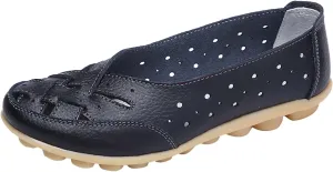 Women's Sandals Comfortable Leather Loafers Slip On Walking Flats Casual Round Toe Moccasins Outdoor Breathable Soft Shoes