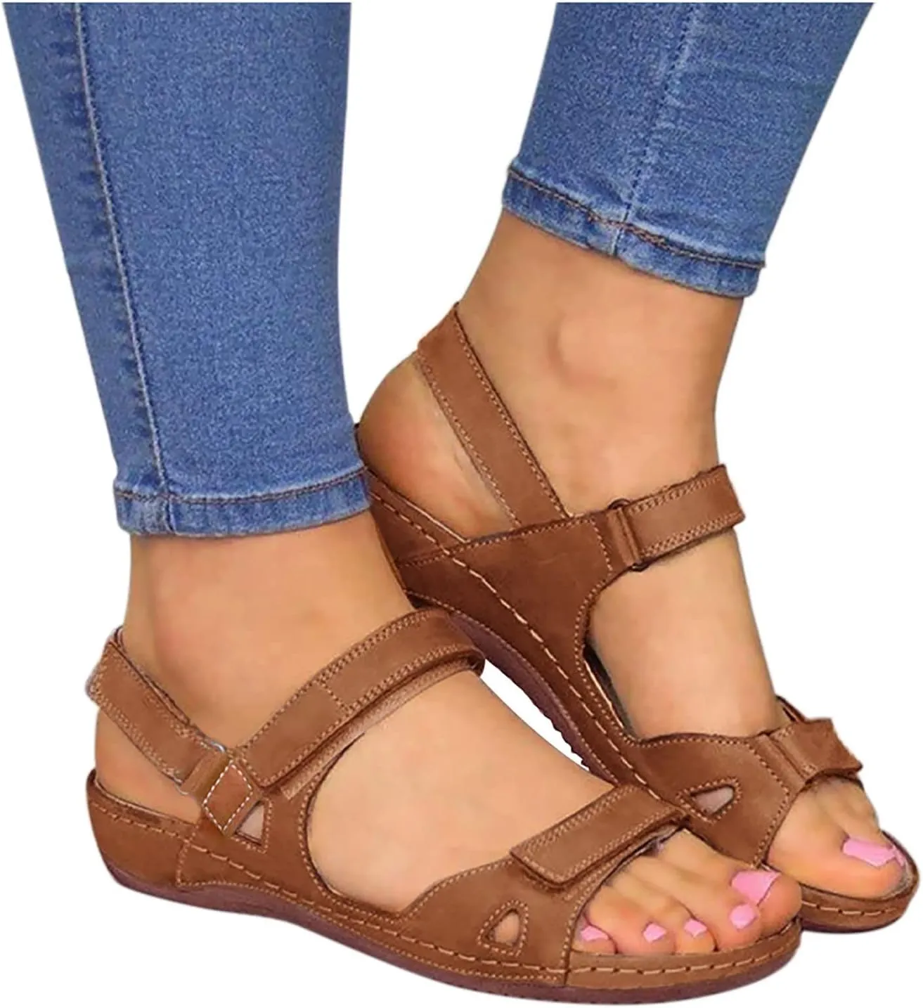 Womens Sandals with Arch Support Flip Flops Beach Slides Womens Platform Sandals Dressy Arch Support Women Wedge Sandals Dressy Soft Leather Sandal Orthopedic Wide Sandals for Women