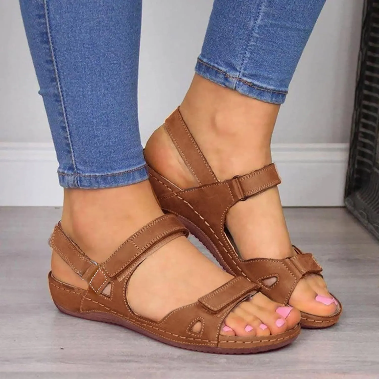 Womens Sandals with Arch Support Flip Flops Beach Slides Womens Platform Sandals Dressy Arch Support Women Wedge Sandals Dressy Soft Leather Sandal Orthopedic Wide Sandals for Women