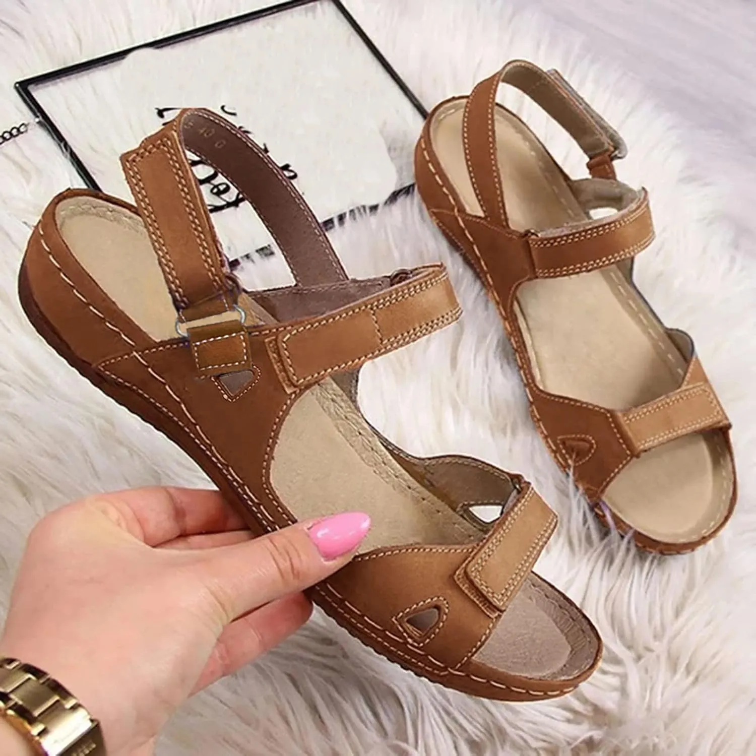 Womens Sandals with Arch Support Flip Flops Beach Slides Womens Platform Sandals Dressy Arch Support Women Wedge Sandals Dressy Soft Leather Sandal Orthopedic Wide Sandals for Women
