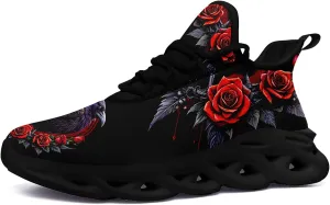 Women's Skull Running Shoes Lightweight Athletic Trail Tennis Shoes Cool Supportive Workout Gym Sneaker for Men