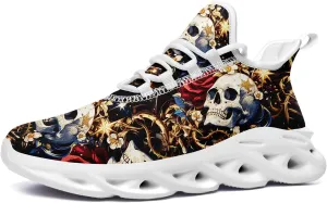 Women's Skull Running Shoes Lightweight Athletic Trail Tennis Shoes Cool Supportive Workout Gym Sneaker for Men