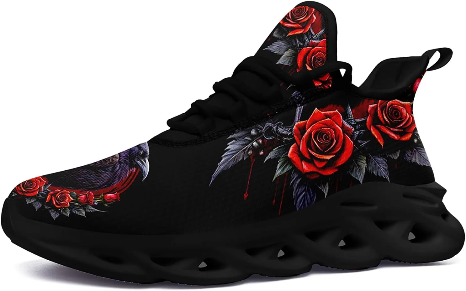 Women's Skull Running Shoes Lightweight Athletic Trail Tennis Shoes Cool Supportive Workout Gym Sneaker for Men