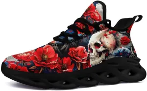 Women's Skull Running Shoes Lightweight Athletic Trail Tennis Shoes Cool Supportive Workout Gym Sneaker for Men