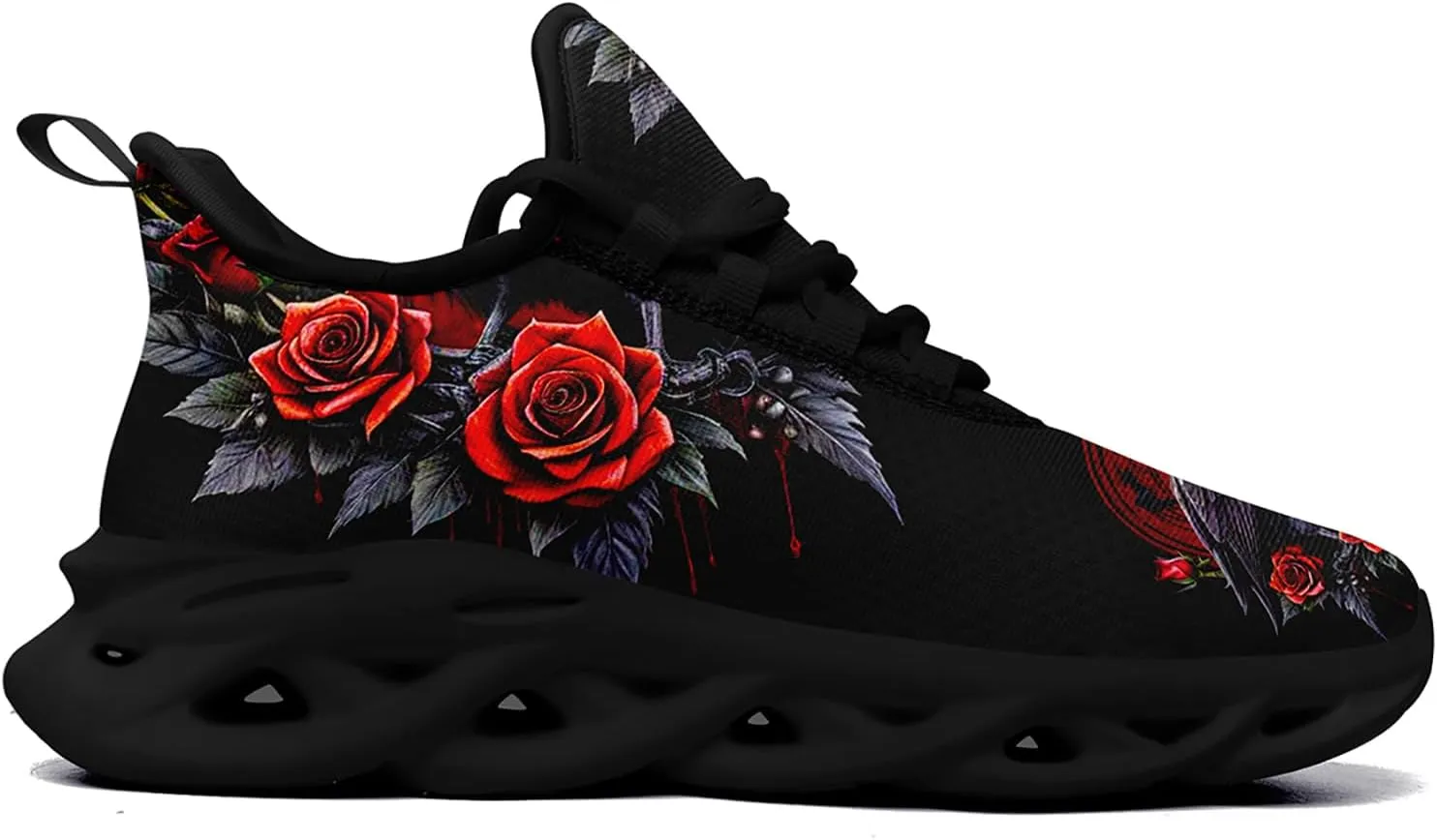 Women's Skull Running Shoes Lightweight Athletic Trail Tennis Shoes Cool Supportive Workout Gym Sneaker for Men
