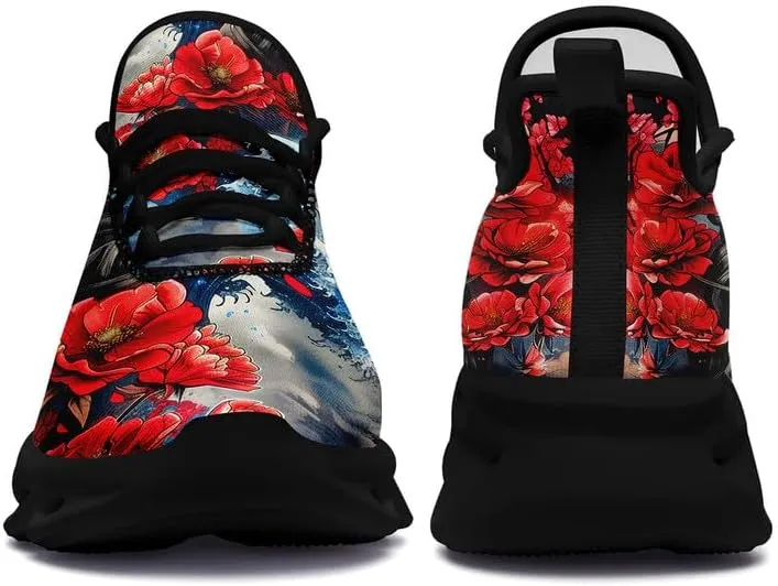 Women's Skull Running Shoes Lightweight Athletic Trail Tennis Shoes Cool Supportive Workout Gym Sneaker for Men