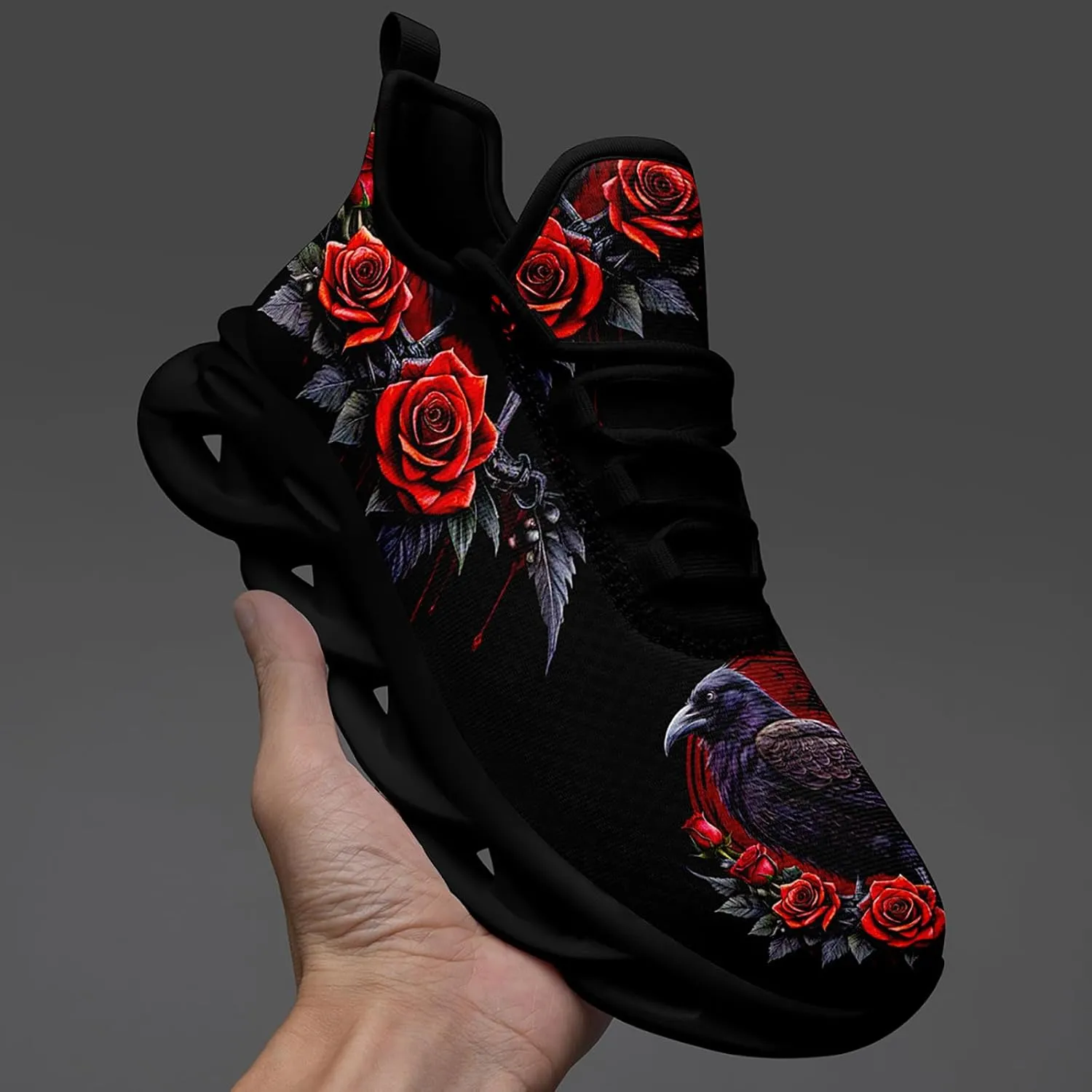 Women's Skull Running Shoes Lightweight Athletic Trail Tennis Shoes Cool Supportive Workout Gym Sneaker for Men