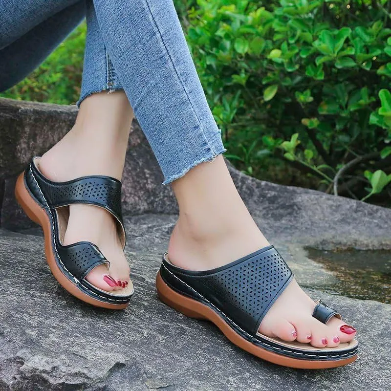 Women's Slide Wedge Sandal 2025 Summer Comfortable Arched Support Breathable Slip on Slides Slipper Beach Shoes