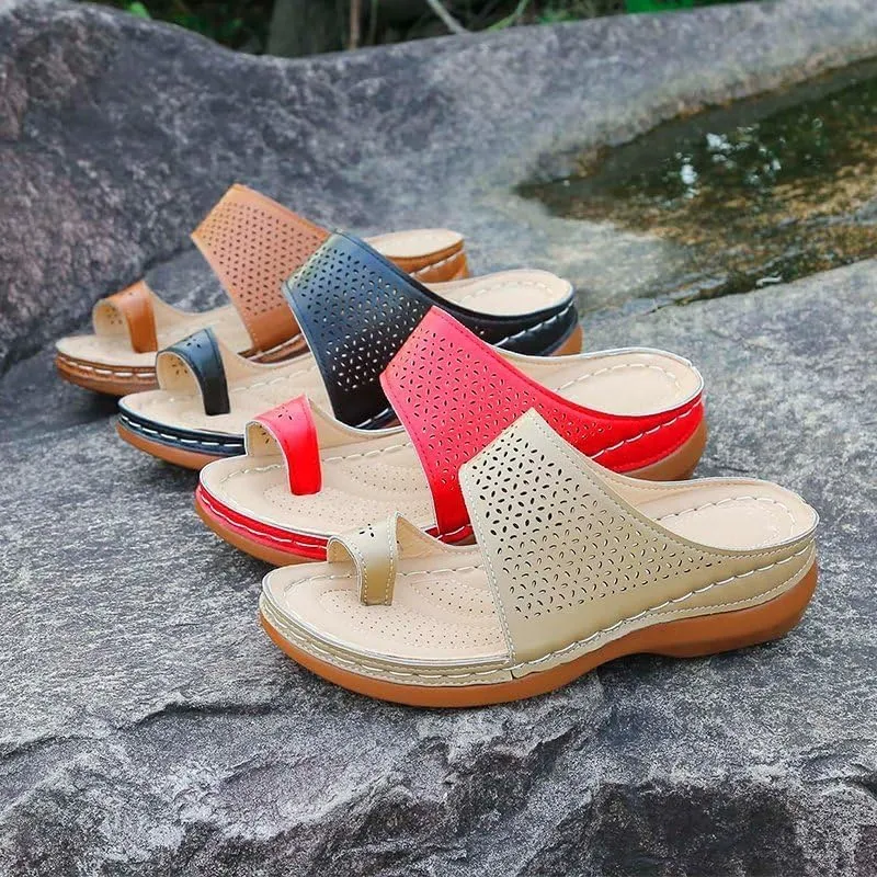 Women's Slide Wedge Sandal 2025 Summer Comfortable Arched Support Breathable Slip on Slides Slipper Beach Shoes