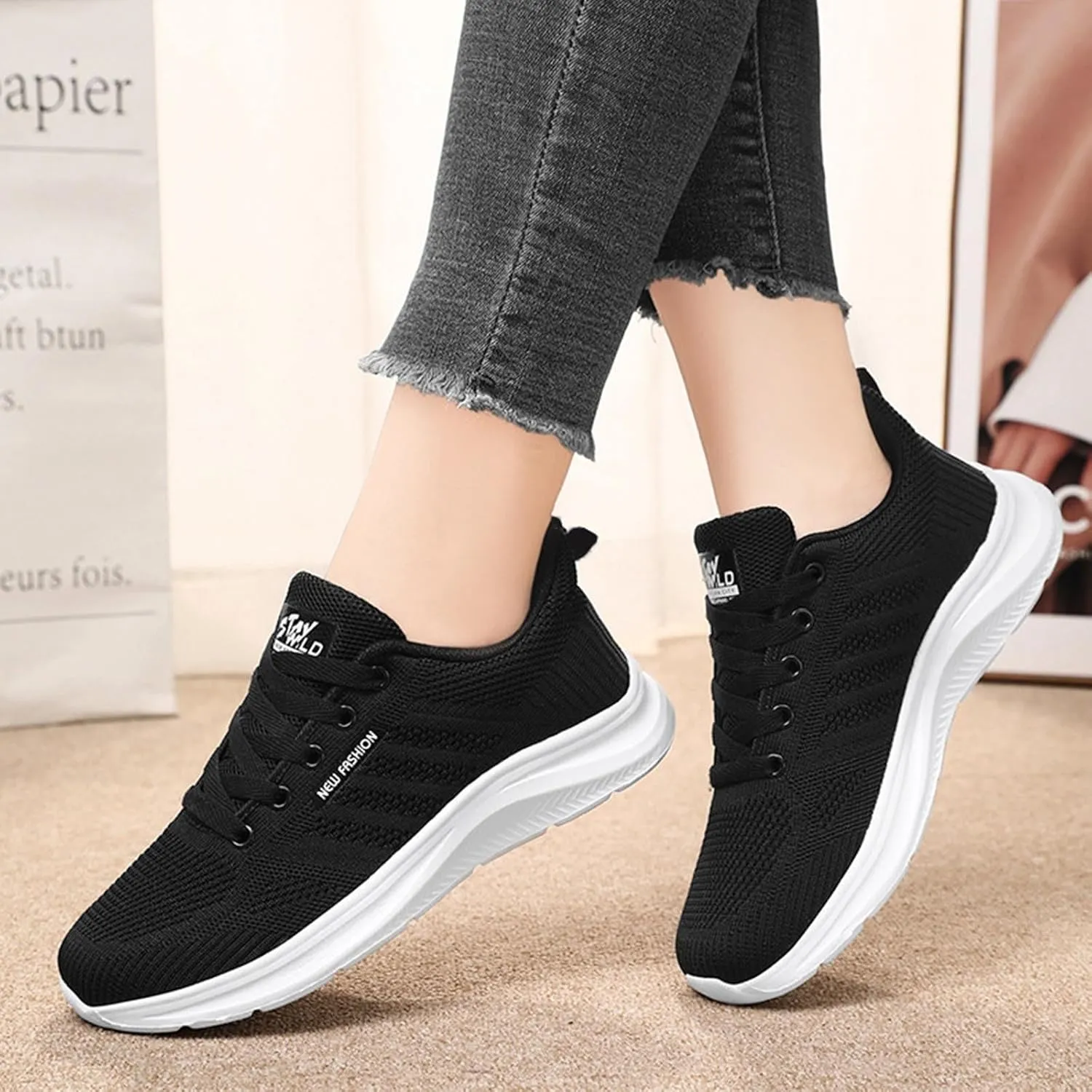 Women's Slip on Walking Shoes Tennis Lightweight Gym Sneakers Workout Breathable Trainer Comfortable Fashion