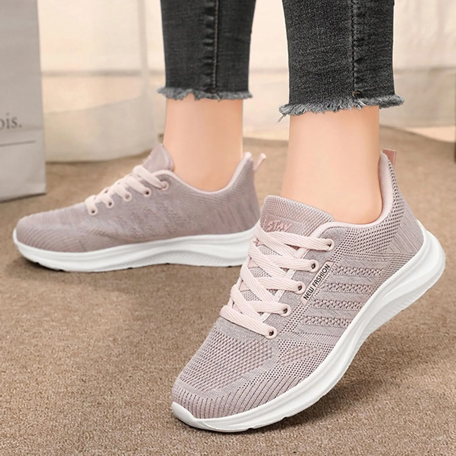 Women's Slip on Walking Shoes Tennis Lightweight Gym Sneakers Workout Breathable Trainer Comfortable Fashion