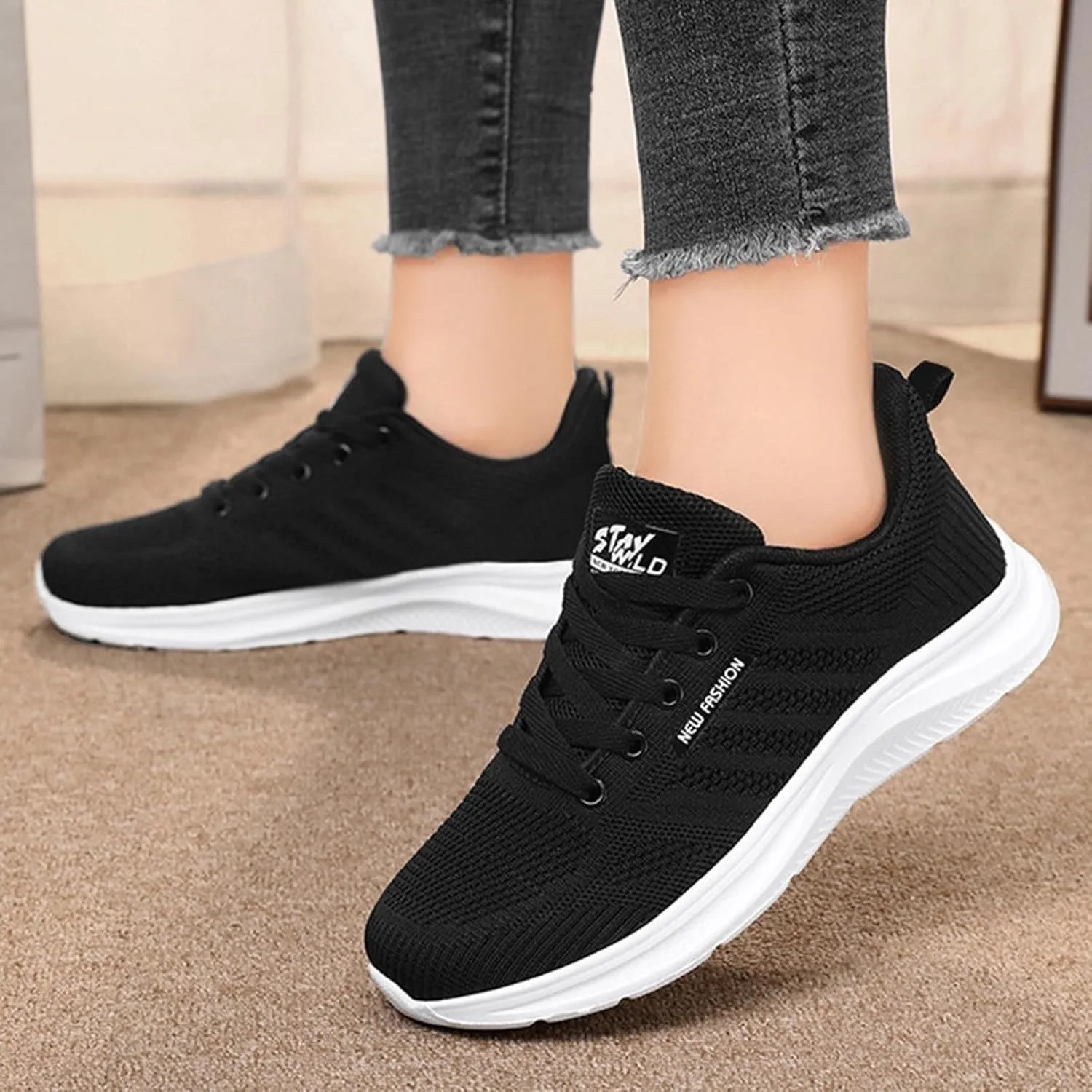Women's Slip on Walking Shoes Tennis Lightweight Gym Sneakers Workout Breathable Trainer Comfortable Fashion