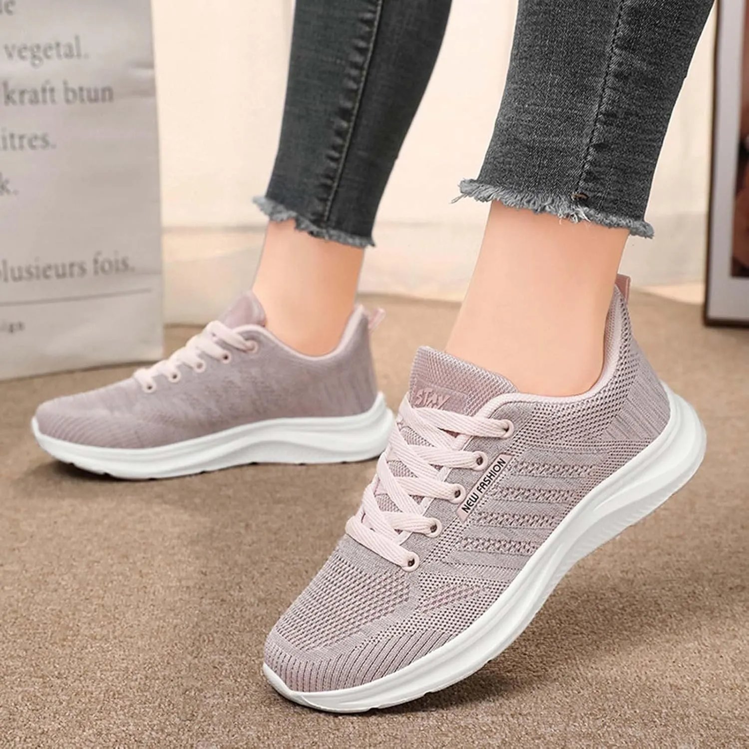 Women's Slip on Walking Shoes Tennis Lightweight Gym Sneakers Workout Breathable Trainer Comfortable Fashion