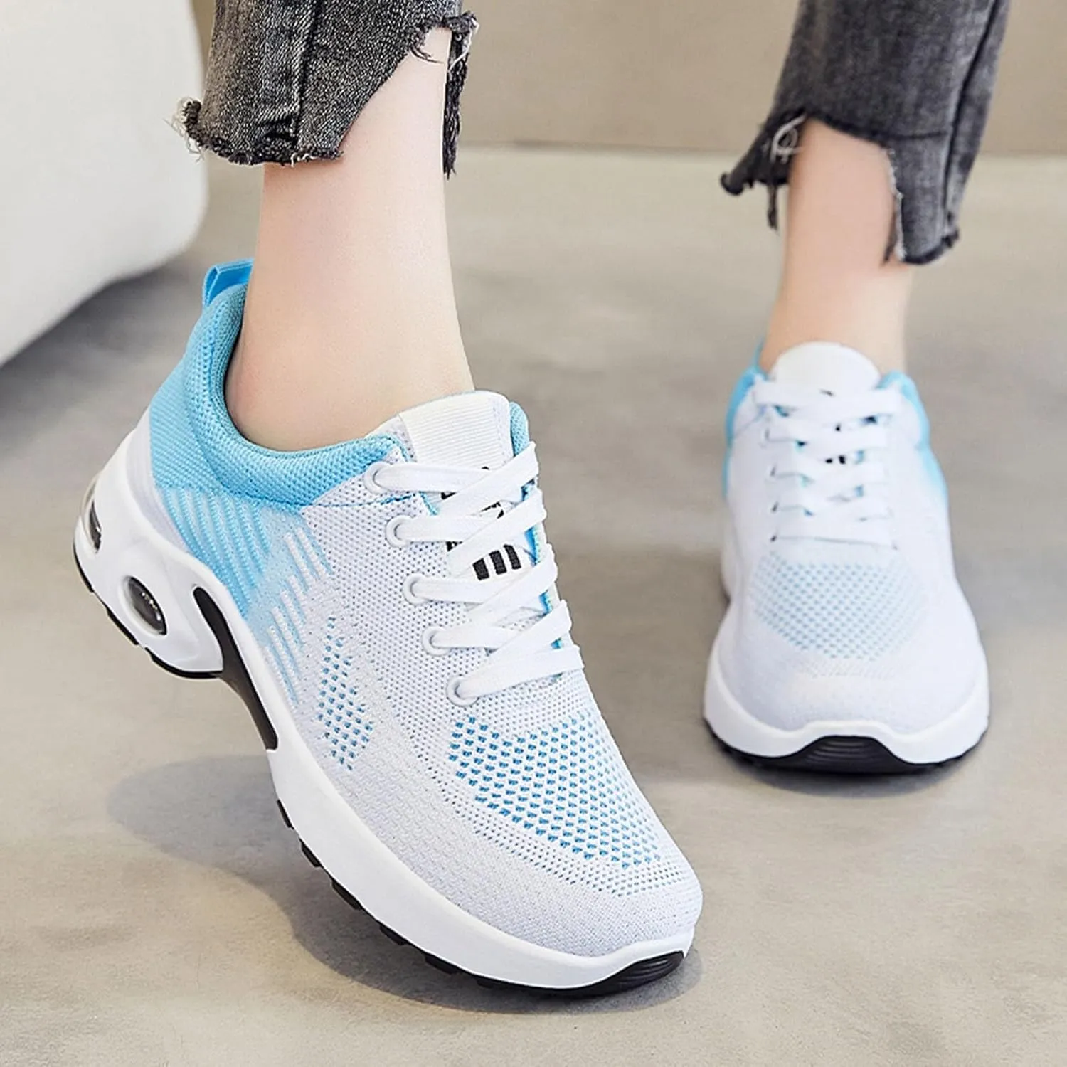 Womens Sneakers Air Cushion Orthopedic Mesh Breathable Gym Work Non Slip Walking Sports Wide Width Toe Box Shoes