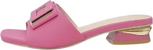 Womens Square Toe Dressy Summer Slide Sandal Flat Low Heel Big Metal Buckle Slip On Party Slippers Casual Summer Shoes