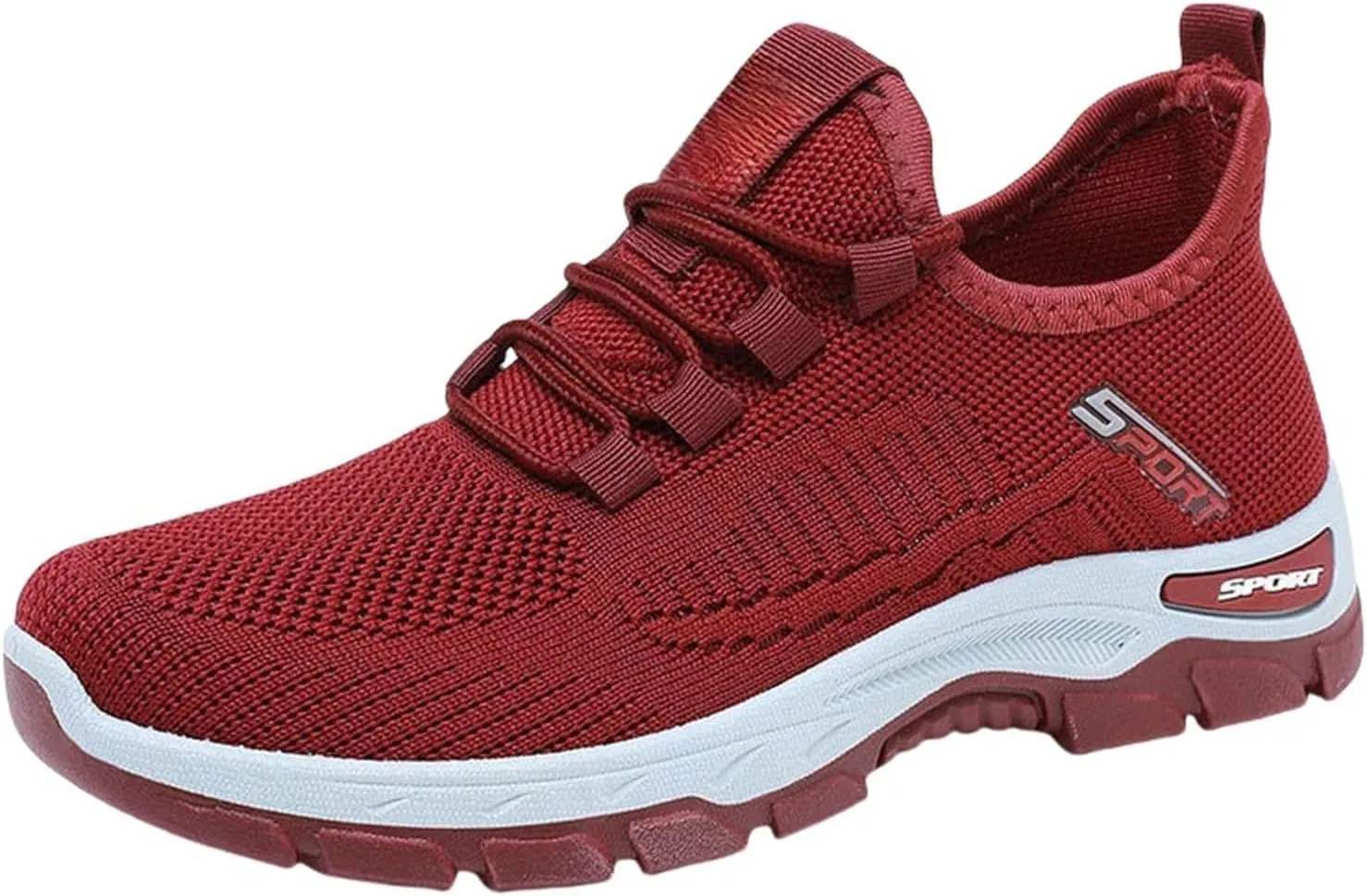 Women's Stretch Knit Slip on Lace Sneaker Comfortwear Orthopedic Arch Support Gym Tennis Athletic Mesh Sports Shoes
