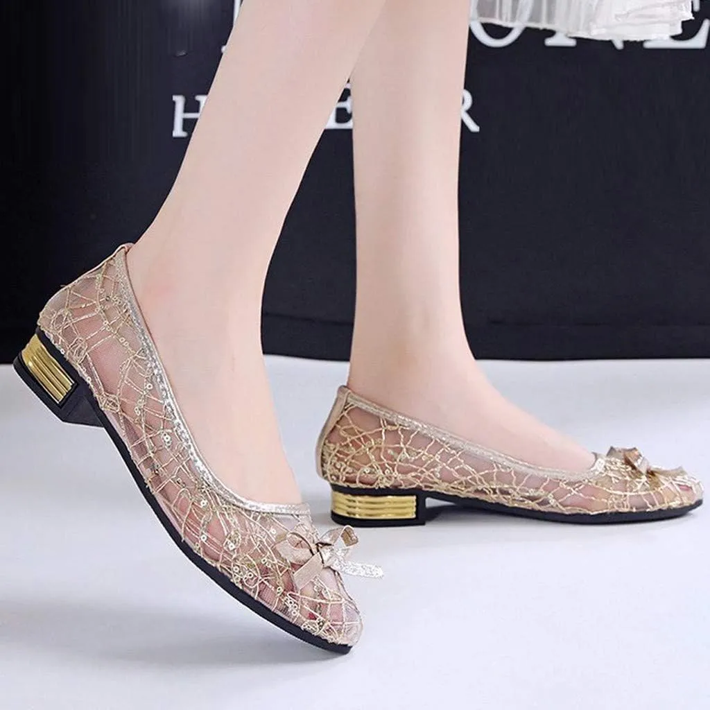 Women's Summer Flat Sandals Mesh Flat Heel Pointed Sandal Fashion Hollow Out Breathable Shoes Casual Walking Sandals