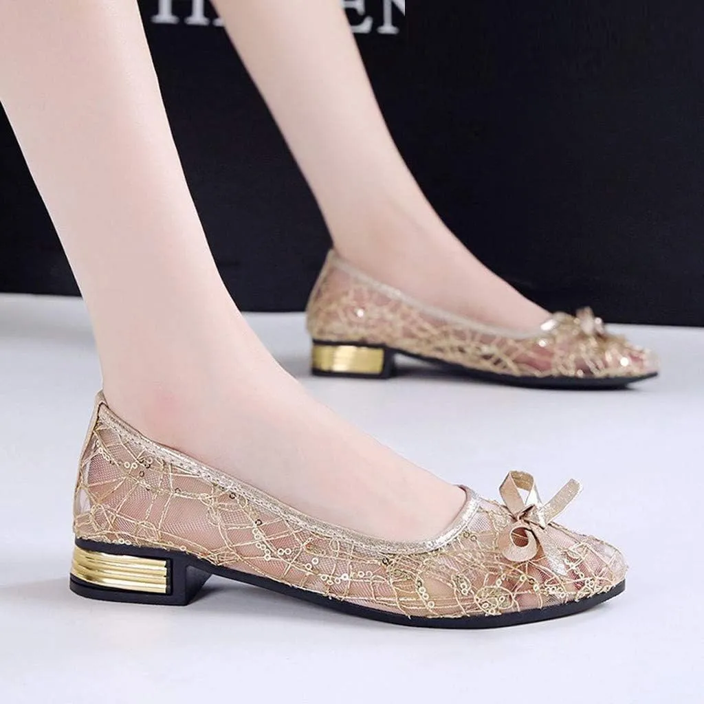 Women's Summer Flat Sandals Mesh Flat Heel Pointed Sandal Fashion Hollow Out Breathable Shoes Casual Walking Sandals