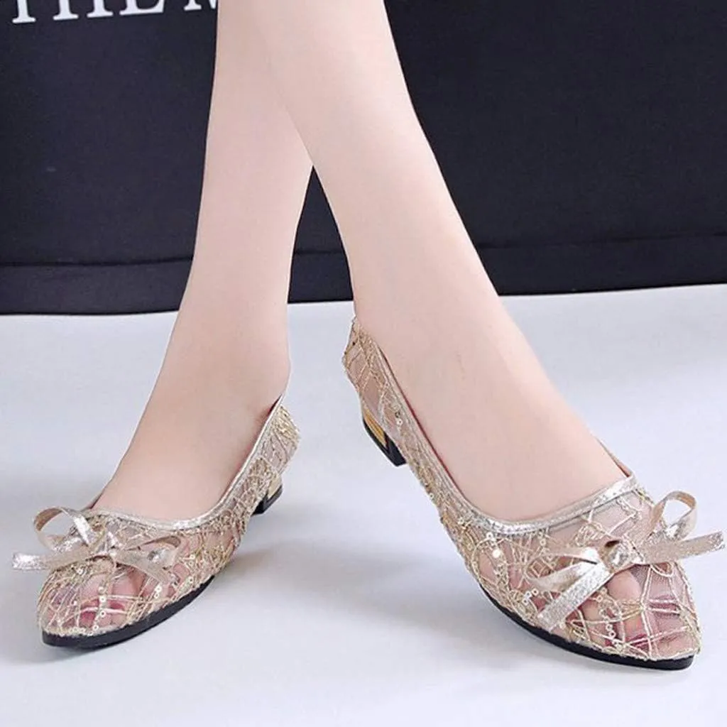 Women's Summer Flat Sandals Mesh Flat Heel Pointed Sandal Fashion Hollow Out Breathable Shoes Casual Walking Sandals